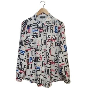Karl Lagerfeld Paris Women's Limited Edition Graffiti Print Shirt Size Medium